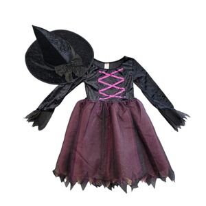 Gymboree 2006 Fairy Tale Good Witch Costume‎ Dress Hat Girls 7-8 Black Purple